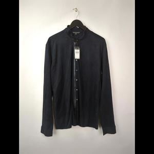 NWT JOHN VARVATOS COLLECTION Sz L Bomber Zip Wire-Collar Shirt Jacket Dark Navy